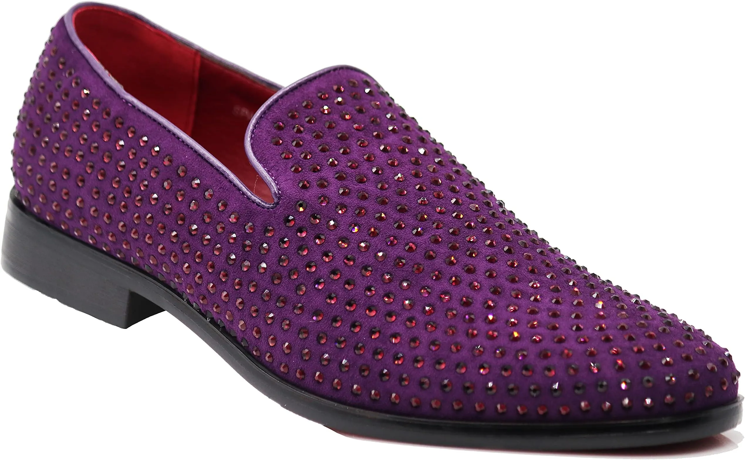 Men's White Velvet Rhinestone Studded Designer Shoes