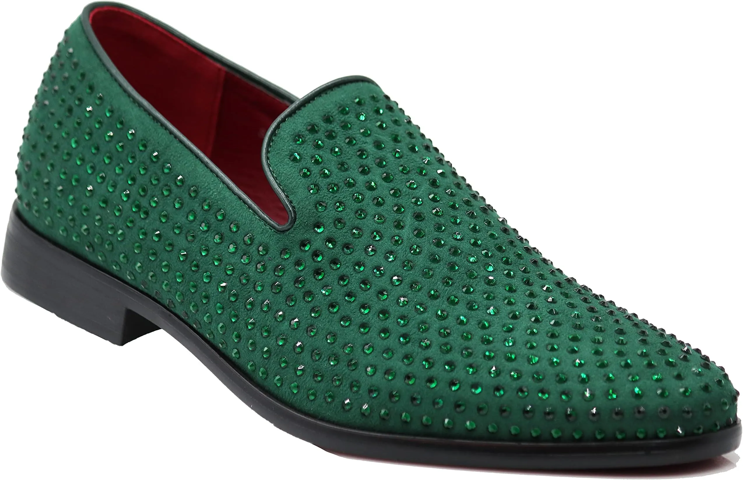 Men's White Velvet Rhinestone Studded Designer Shoes