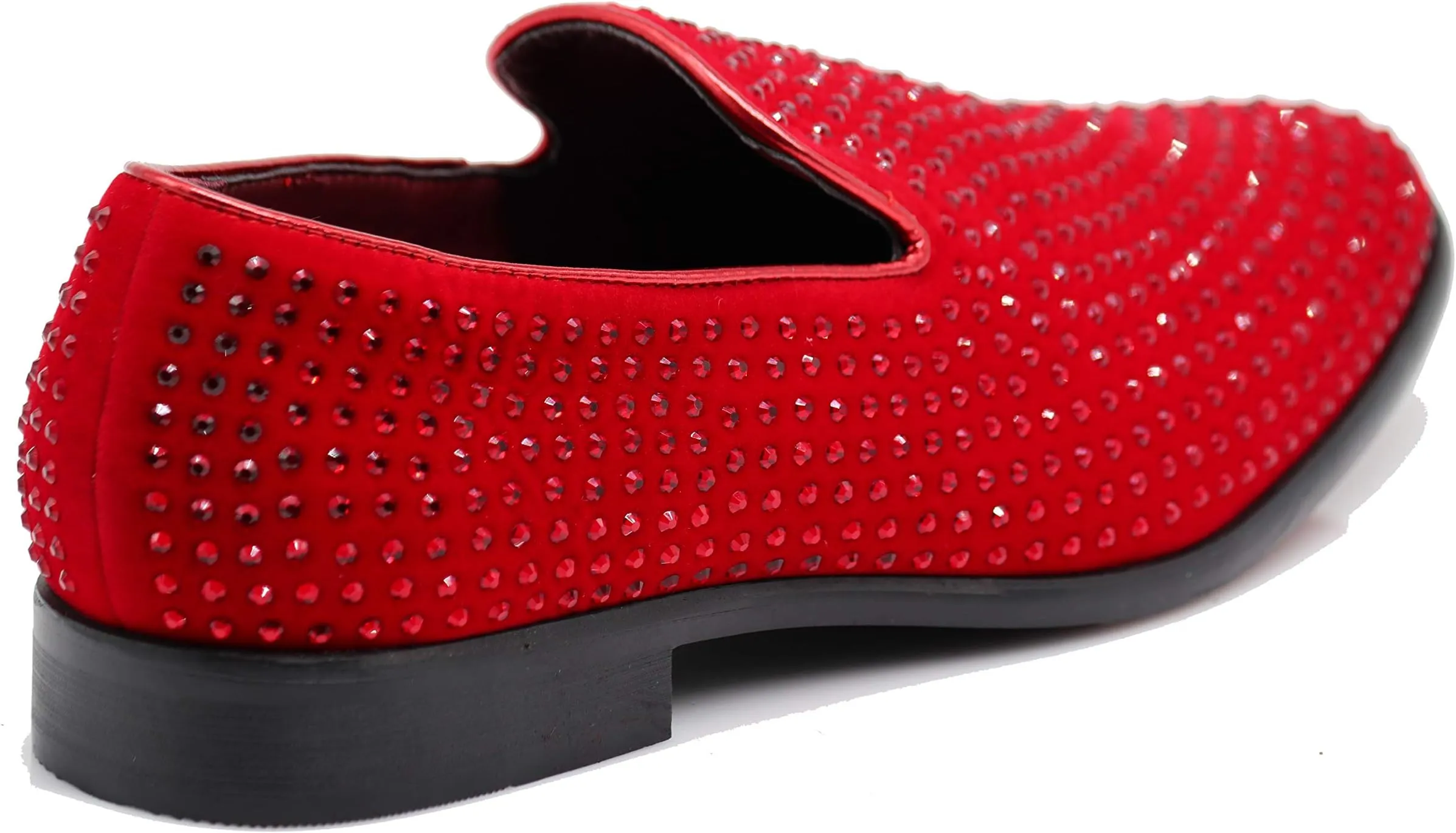 Men's White Velvet Rhinestone Studded Designer Shoes