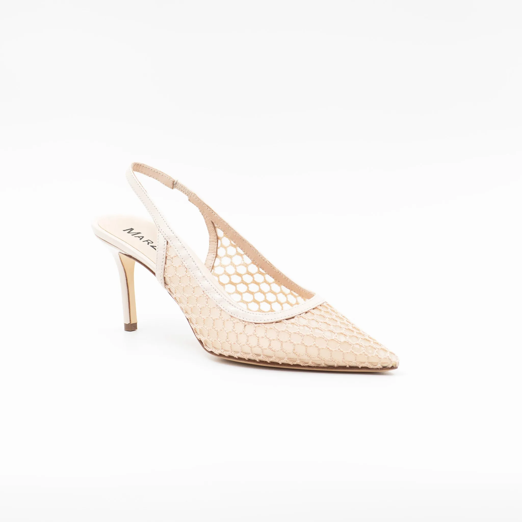 Mesh slingback pumps in beige