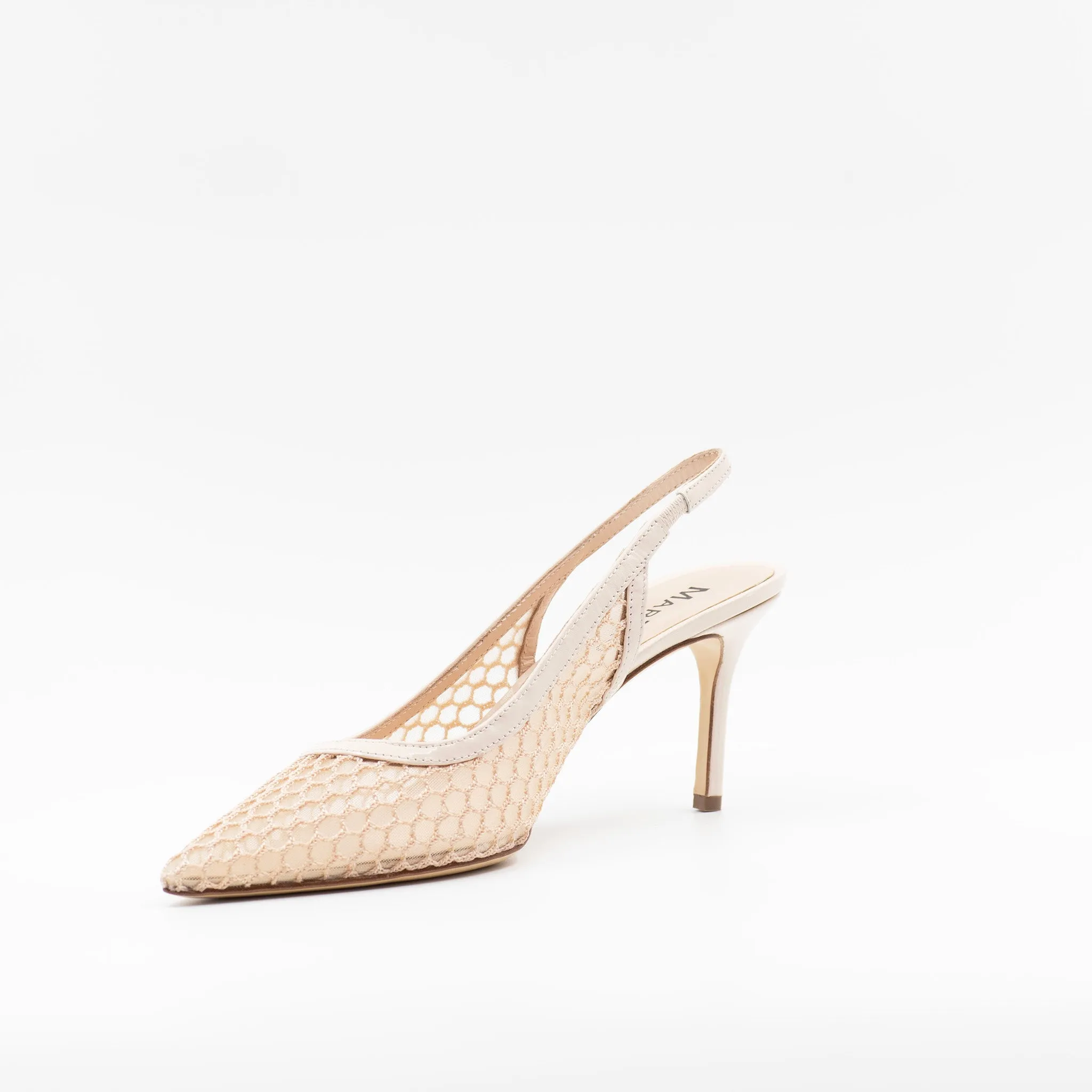 Mesh slingback pumps in beige