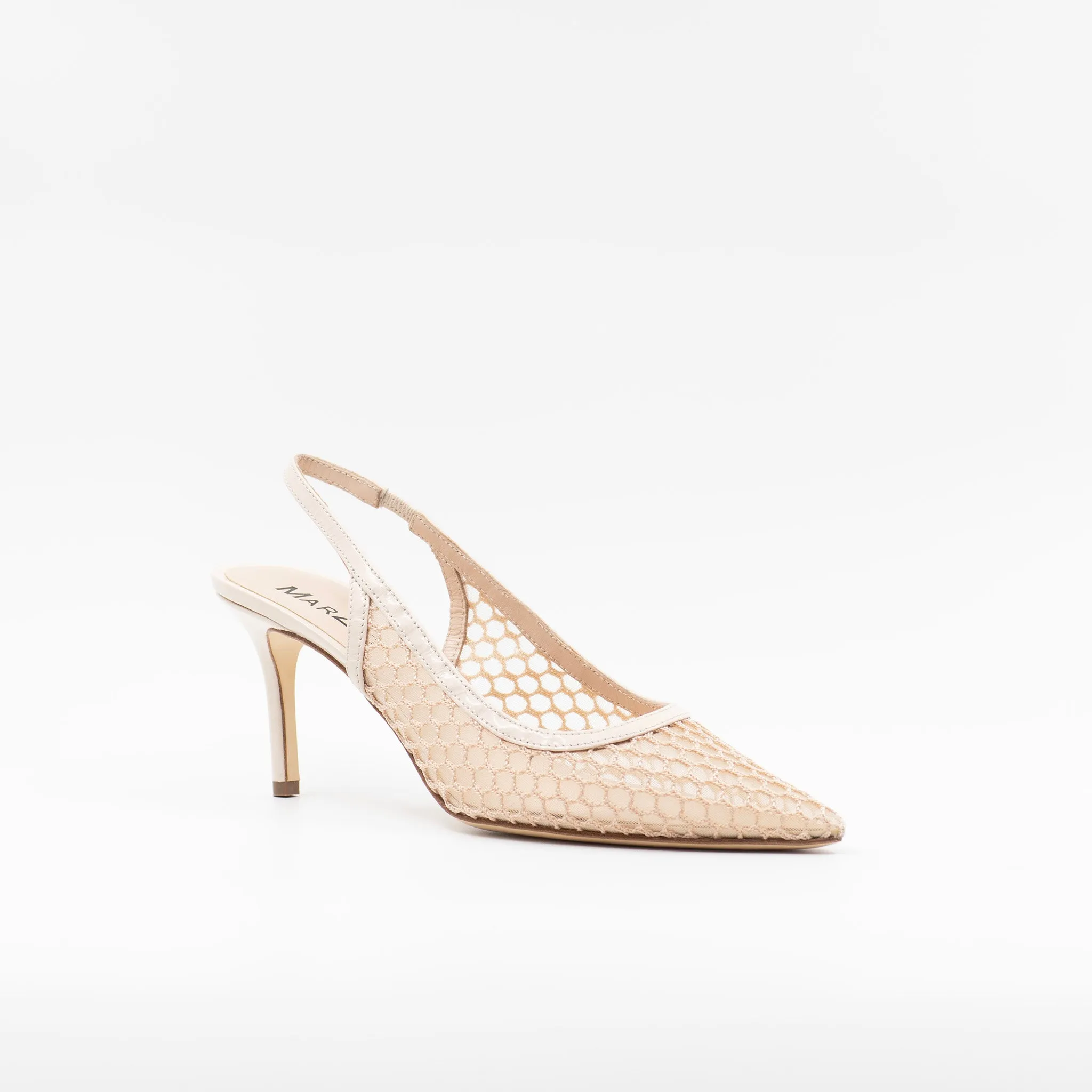 Mesh slingback pumps in beige