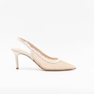 Mesh slingback pumps in beige