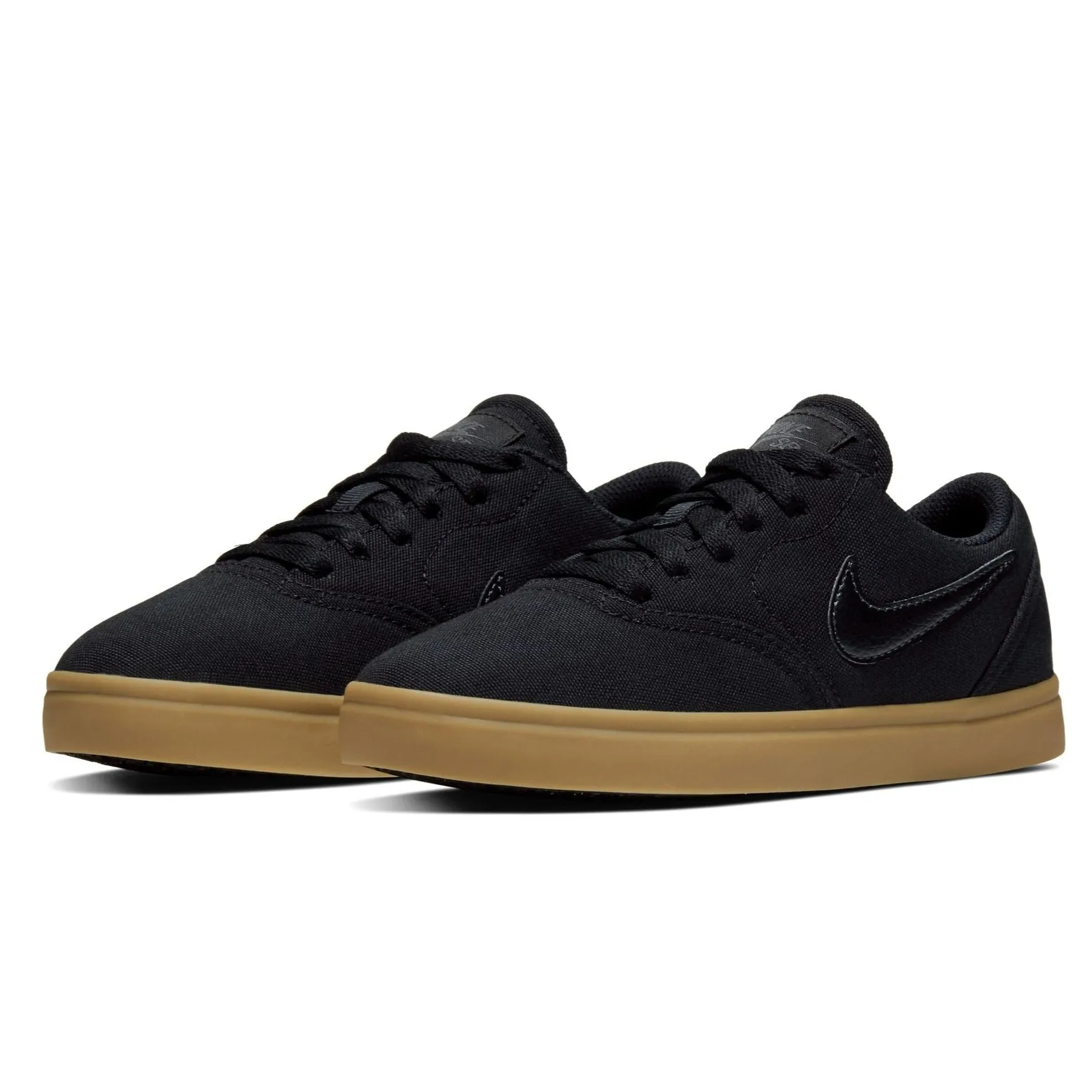 Nike SB Big Kids Check Canvas Skateboard Shoe - Black/Black-Gum Light Brown