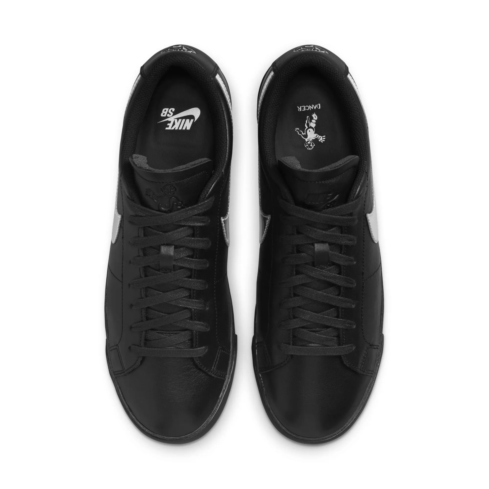 Nike SB X Dancer Blazer Low Skateboard Shoe - Black/Metallic Silver-Black