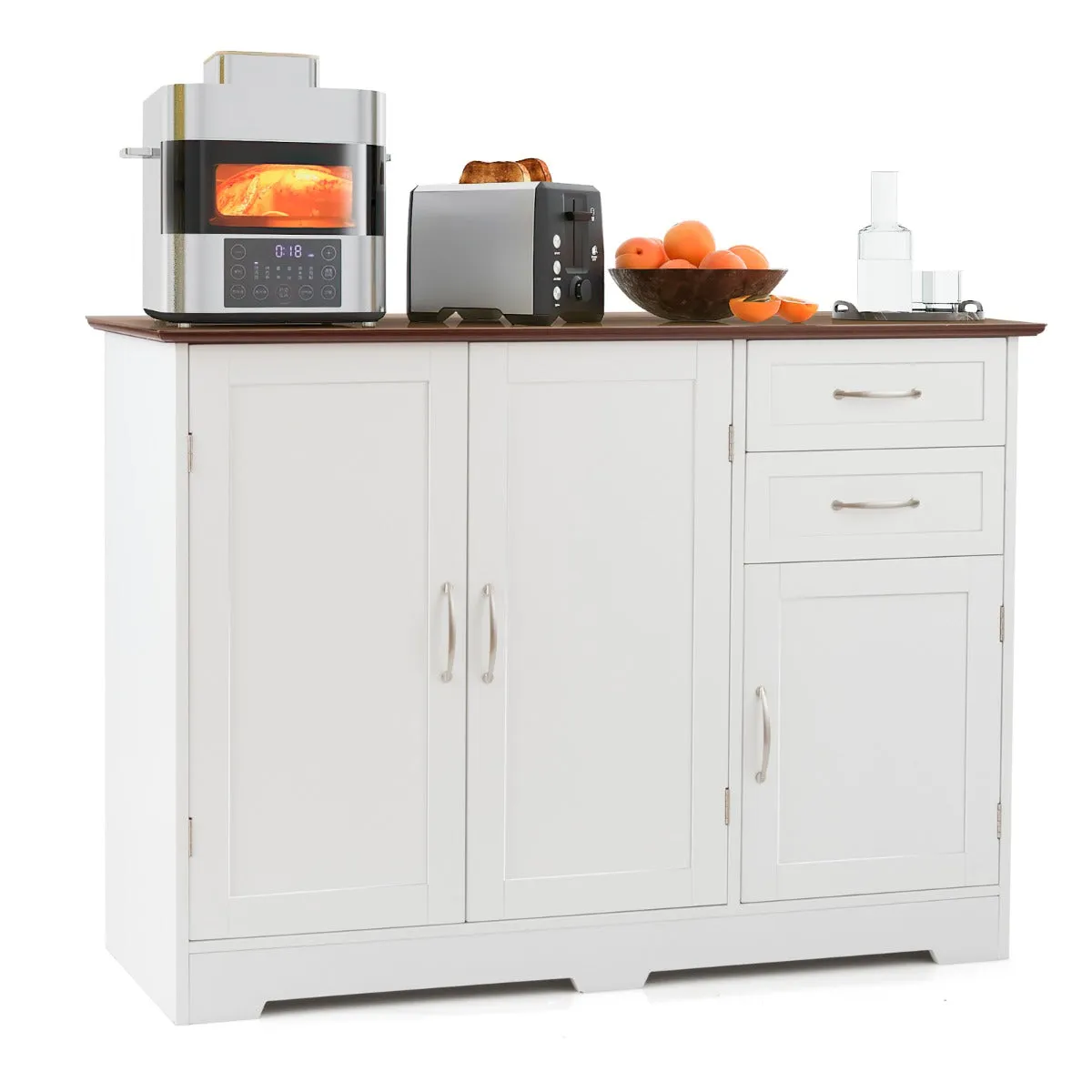 NNECW Buffet Sideboard Storage Cabinet with Spacious Table Top-White