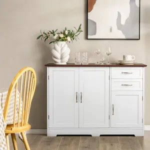 NNECW Buffet Sideboard Storage Cabinet with Spacious Table Top-White
