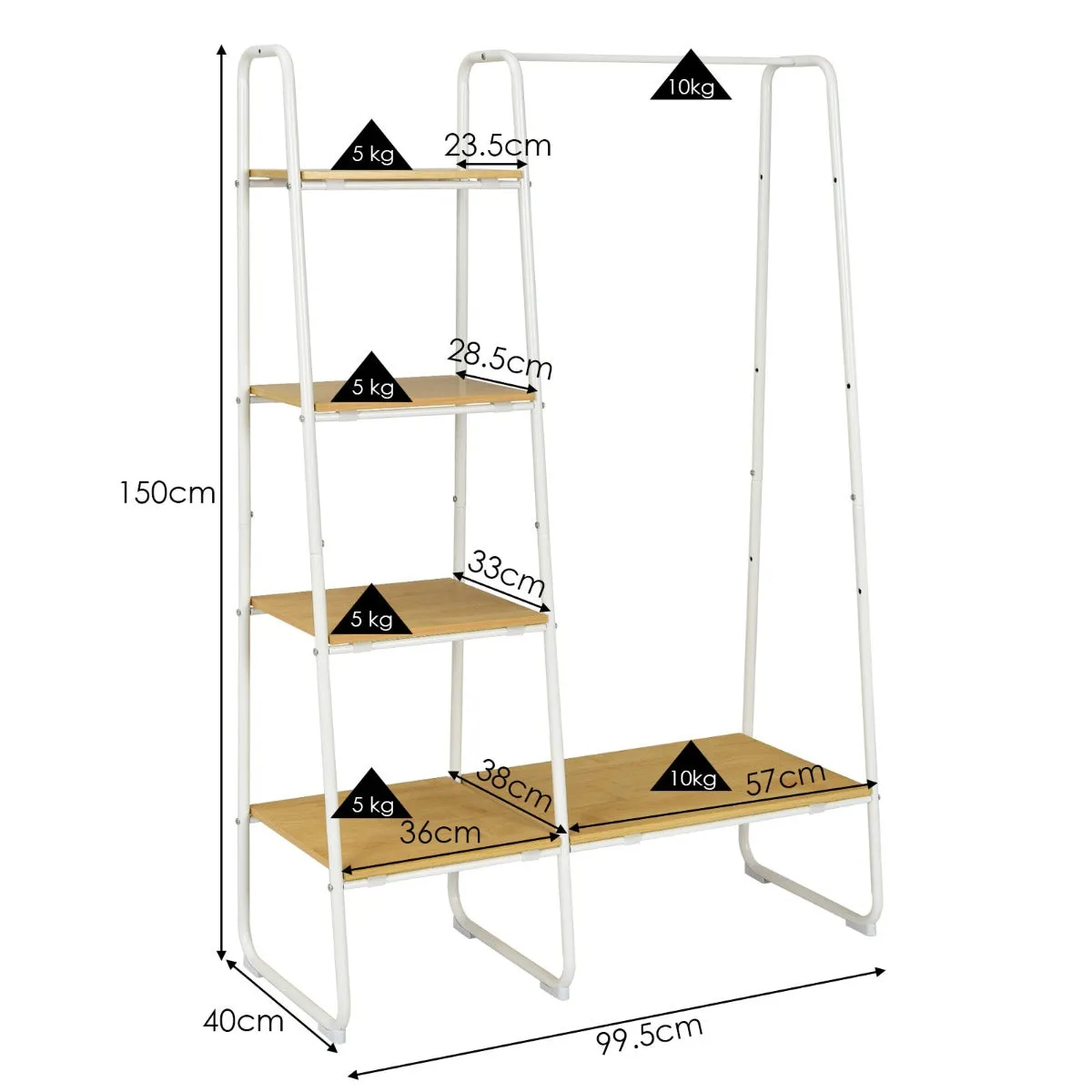 NNECW Free Standing Storage Organizer with Shelves for Bedroom/ Living Room-White