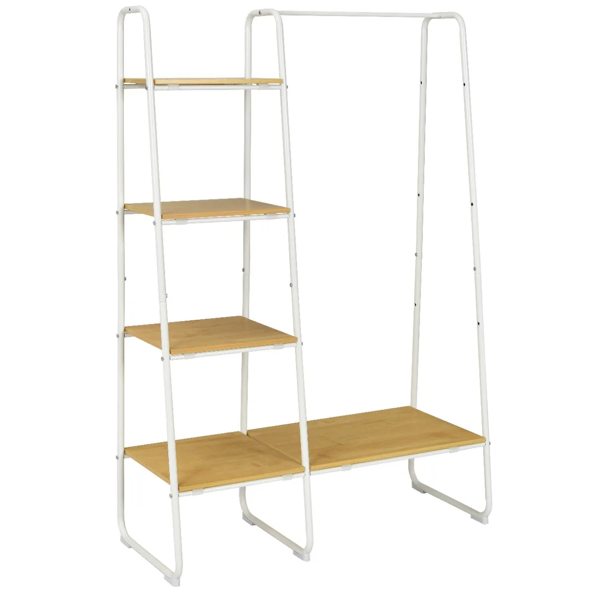 NNECW Free Standing Storage Organizer with Shelves for Bedroom/ Living Room-White
