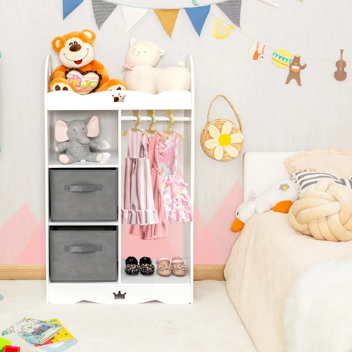 NNECW Kids Armoire Dresser with Mirror for Kids Room