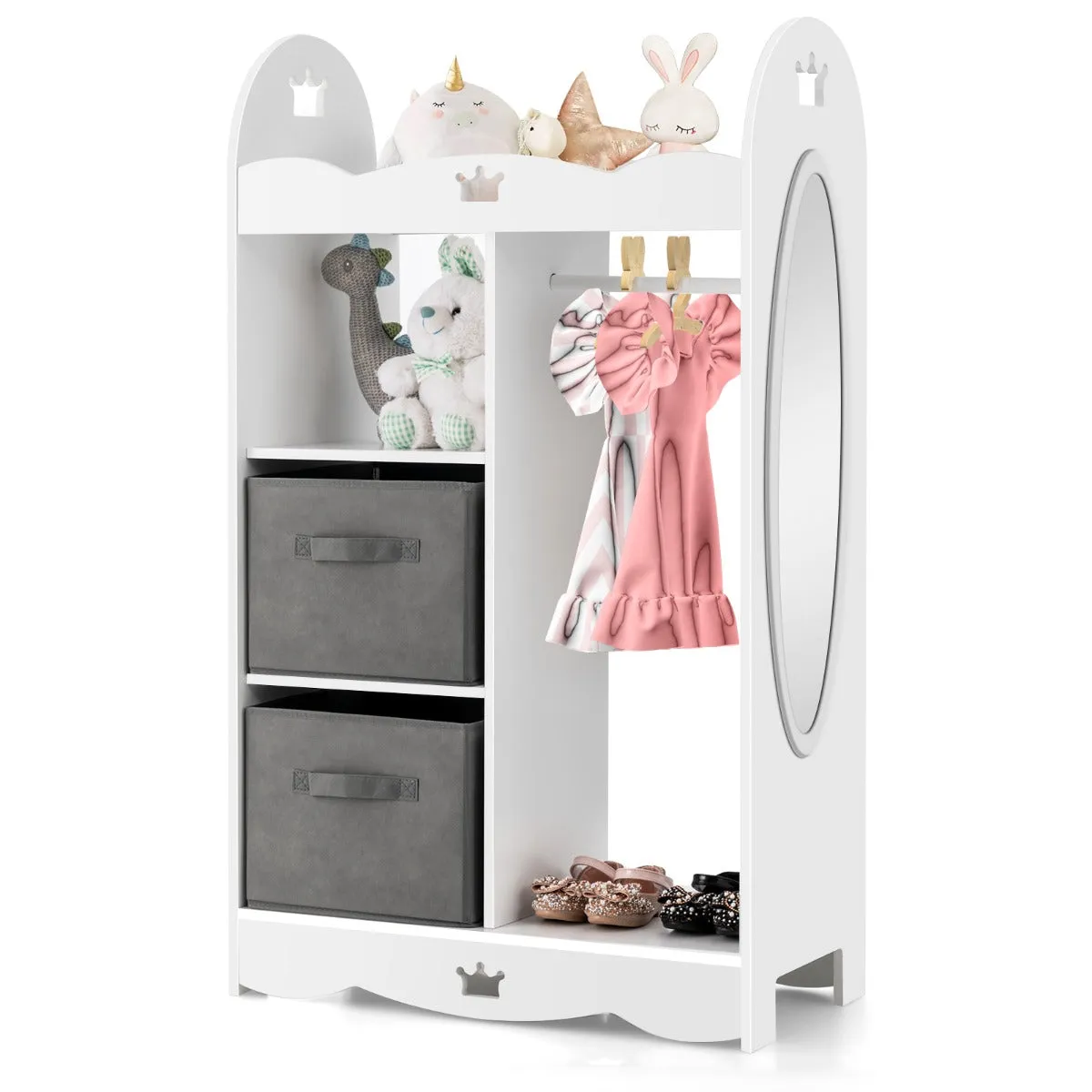 NNECW Kids Armoire Dresser with Mirror for Kids Room