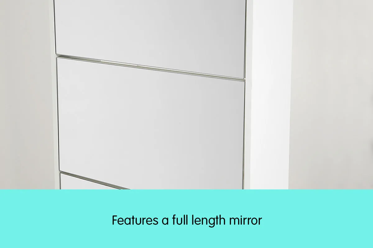 NNEDPE Mirrored Shoe Storage Cabinet Organizer- 170 x 63 x 17cm