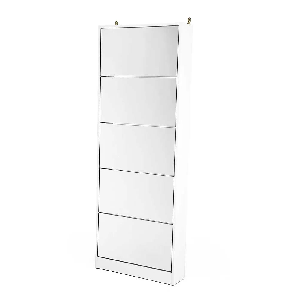 NNEDPE Mirrored Shoe Storage Cabinet Organizer- 170 x 63 x 17cm