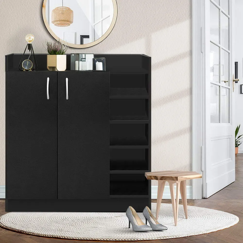 NNEDSZ 2 Doors Shoe Cabinet Storage Cupboard - Black