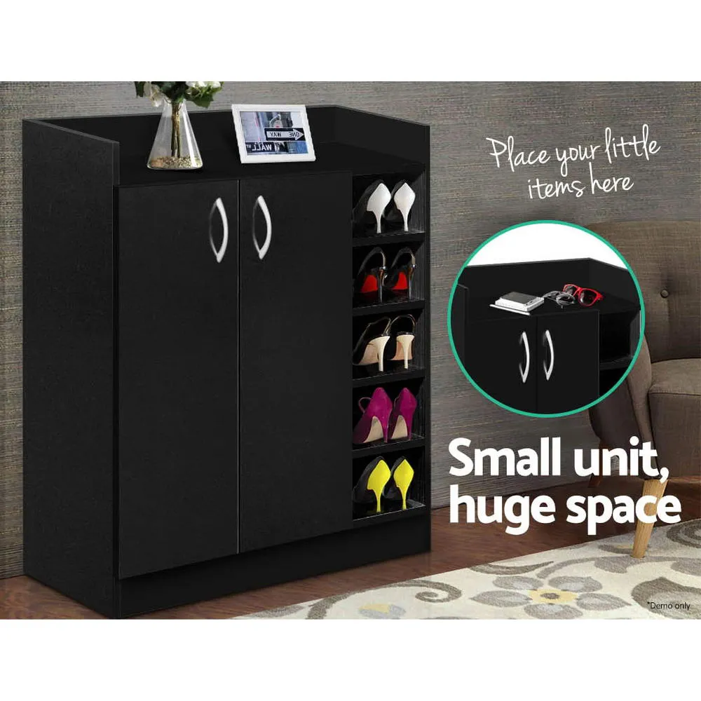 NNEDSZ 2 Doors Shoe Cabinet Storage Cupboard - Black
