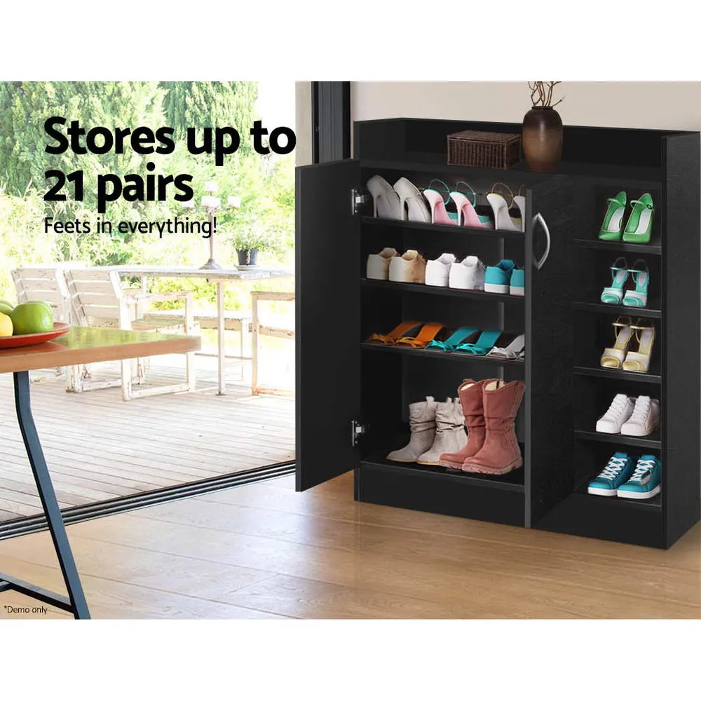 NNEDSZ 2 Doors Shoe Cabinet Storage Cupboard - Black