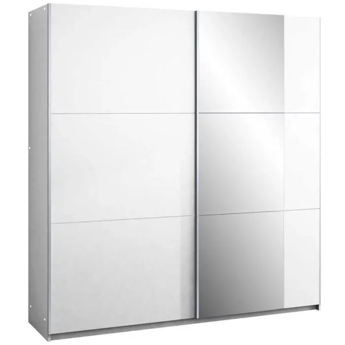 Oldham Sliding Mirror Door 150cm Wardrobe - Grey, White