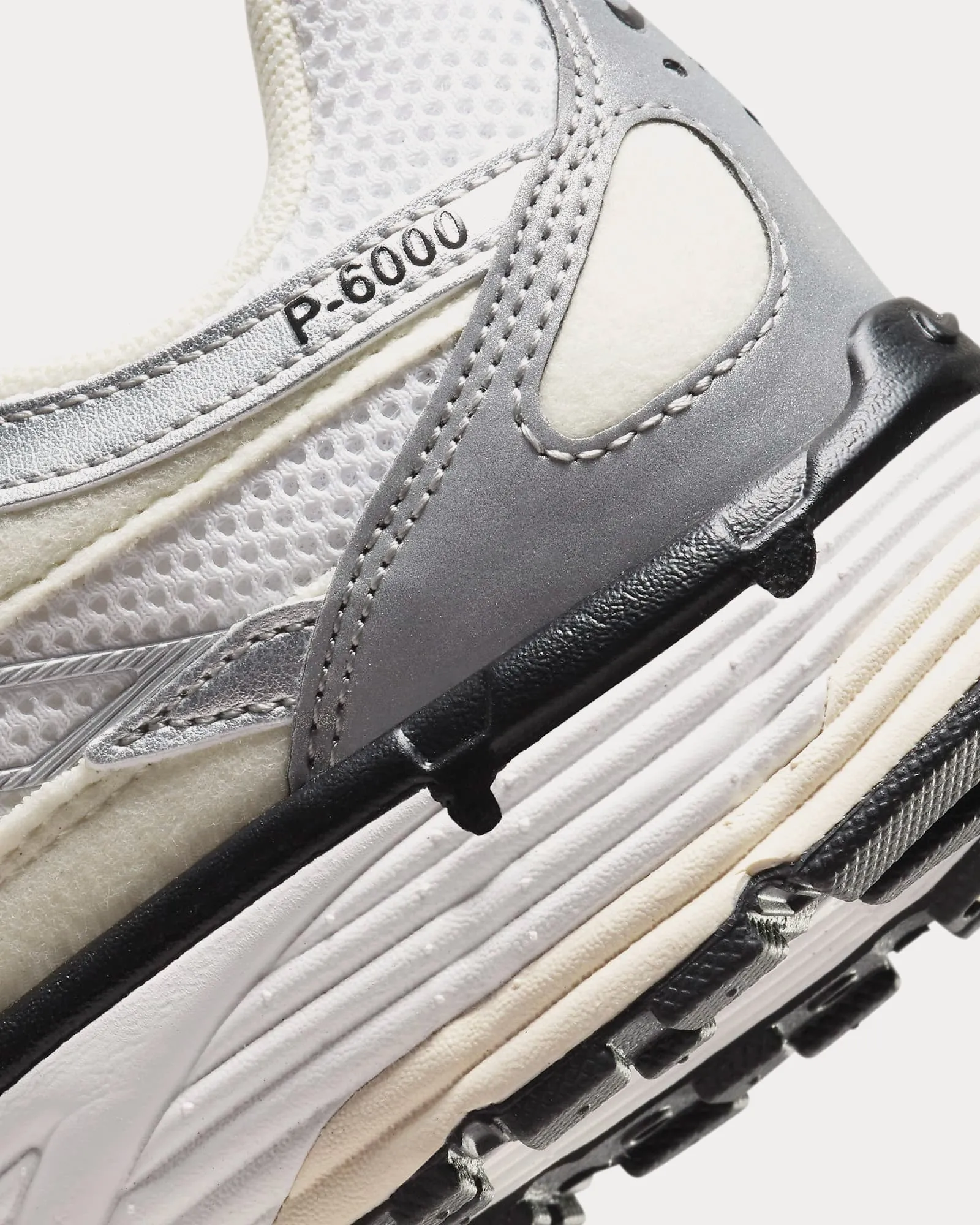 P-6000 Coconut Milk / Summit White / Metallic Silver / Black Low Top Sneakers