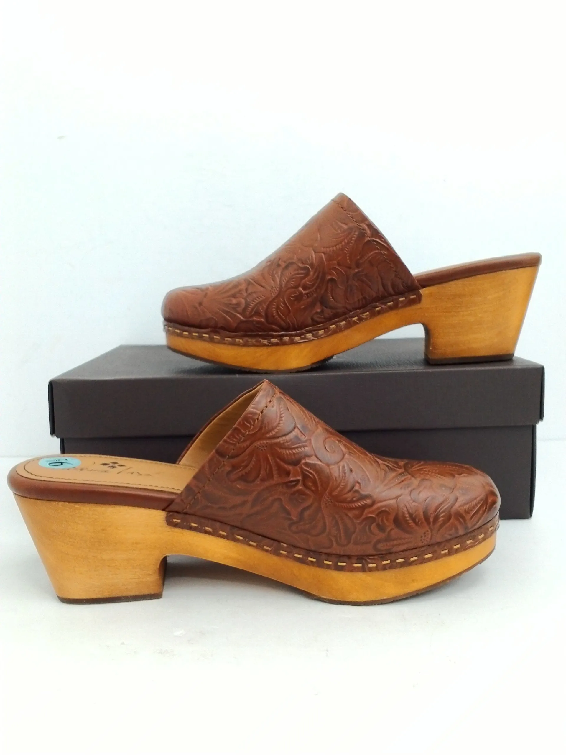 Patricia Nash Women's Laura Tan Leather Platform Size 9.5 M