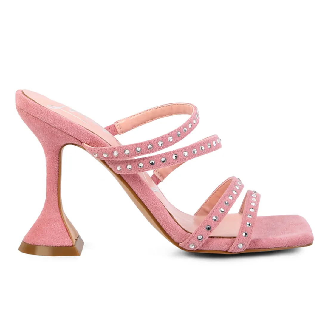 Pink High Heel Multi Strap Sandals