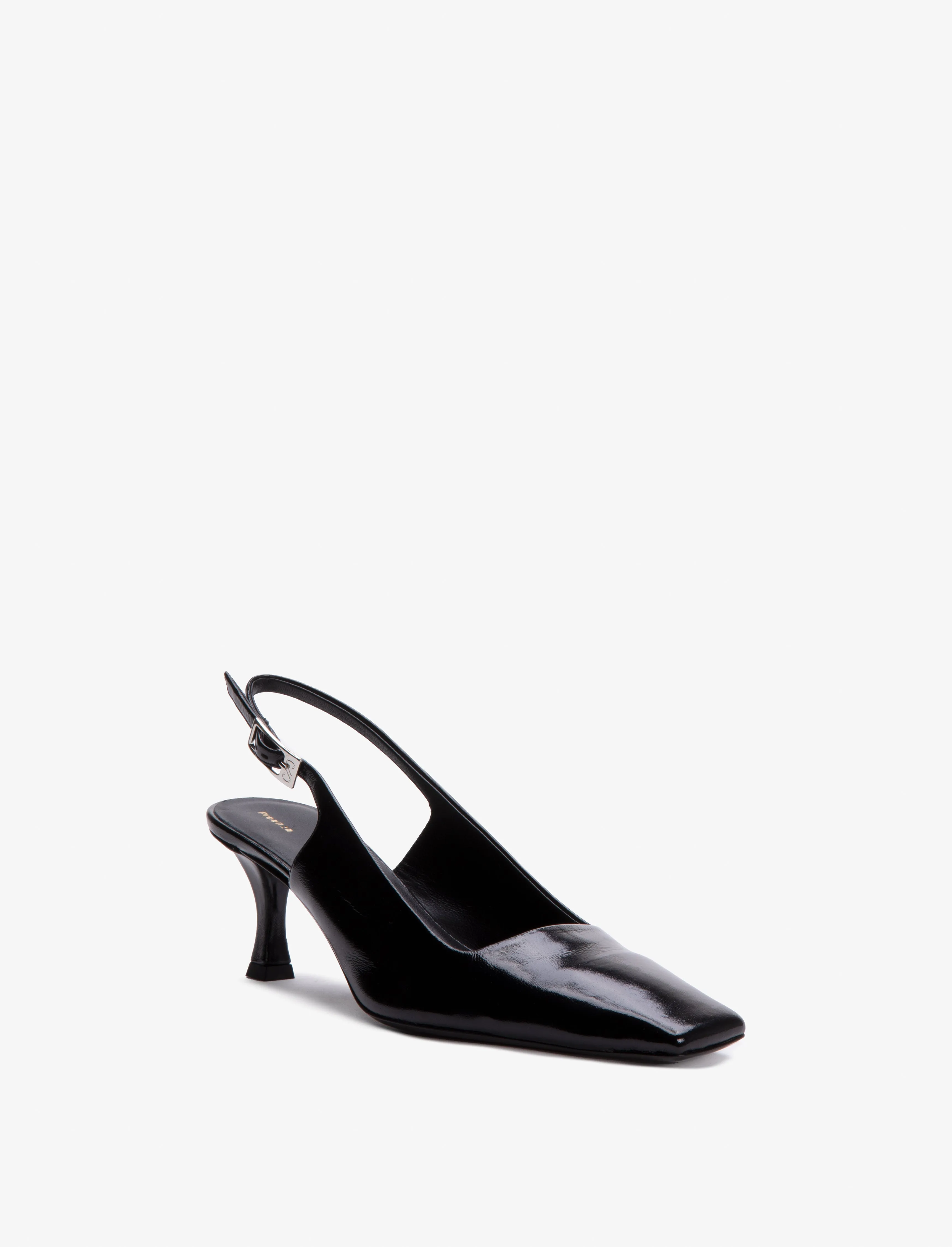 Proenza Schouler Trap Slingback Pumps in Slick Nappa - Black