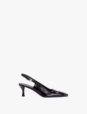 Proenza Schouler Trap Slingback Pumps in Slick Nappa - Black