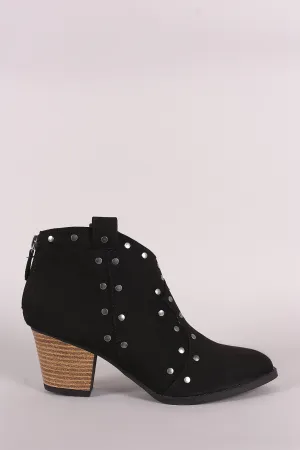 Qupid Suede Studded Almond Toe Booties