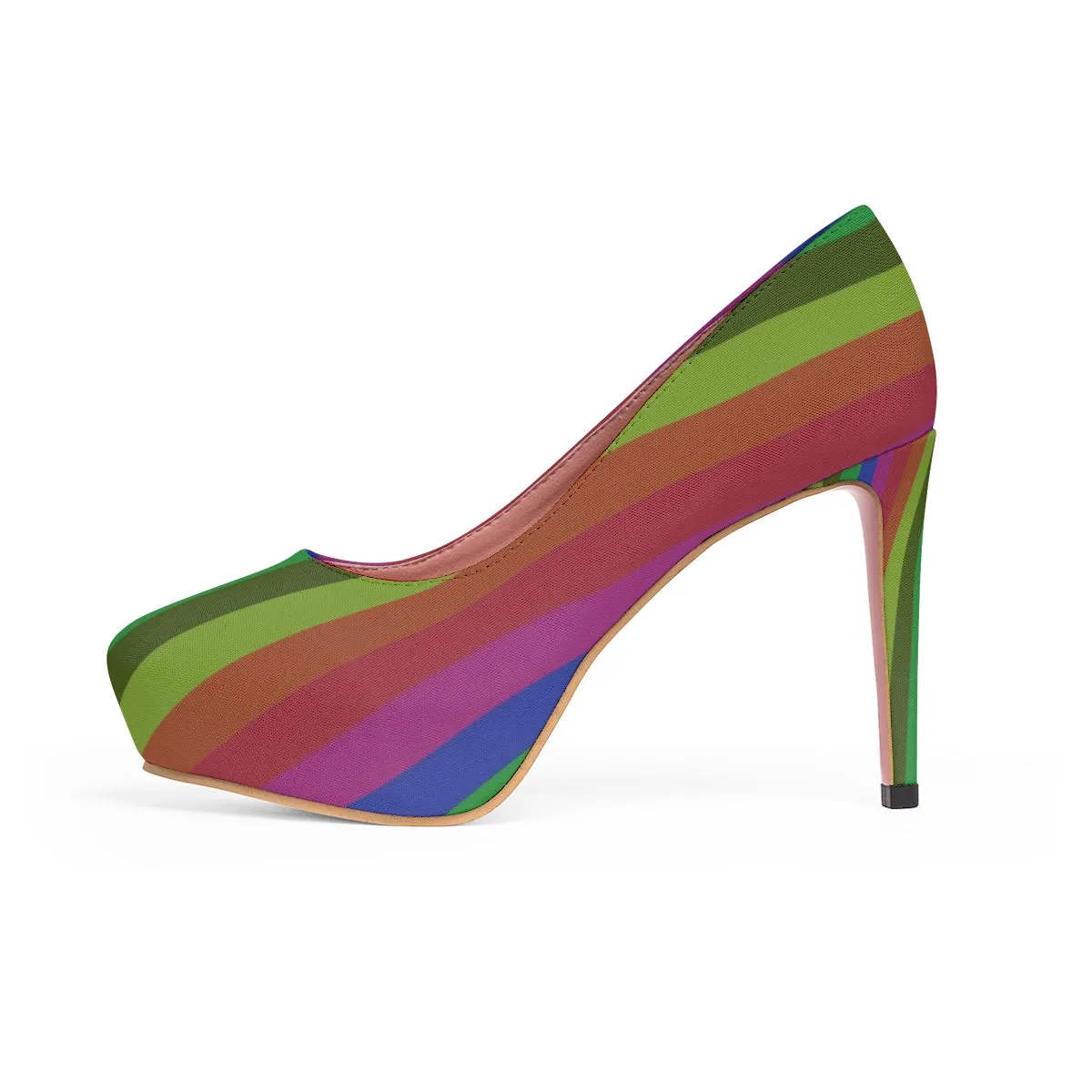 Rainbow Stripe Gay Pride Women's 4 inch High Platform Heels Shoes (US Size: 5-11)