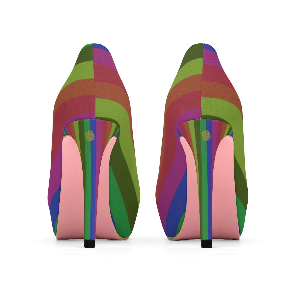 Rainbow Stripe Gay Pride Women's 4 inch High Platform Heels Shoes (US Size: 5-11)