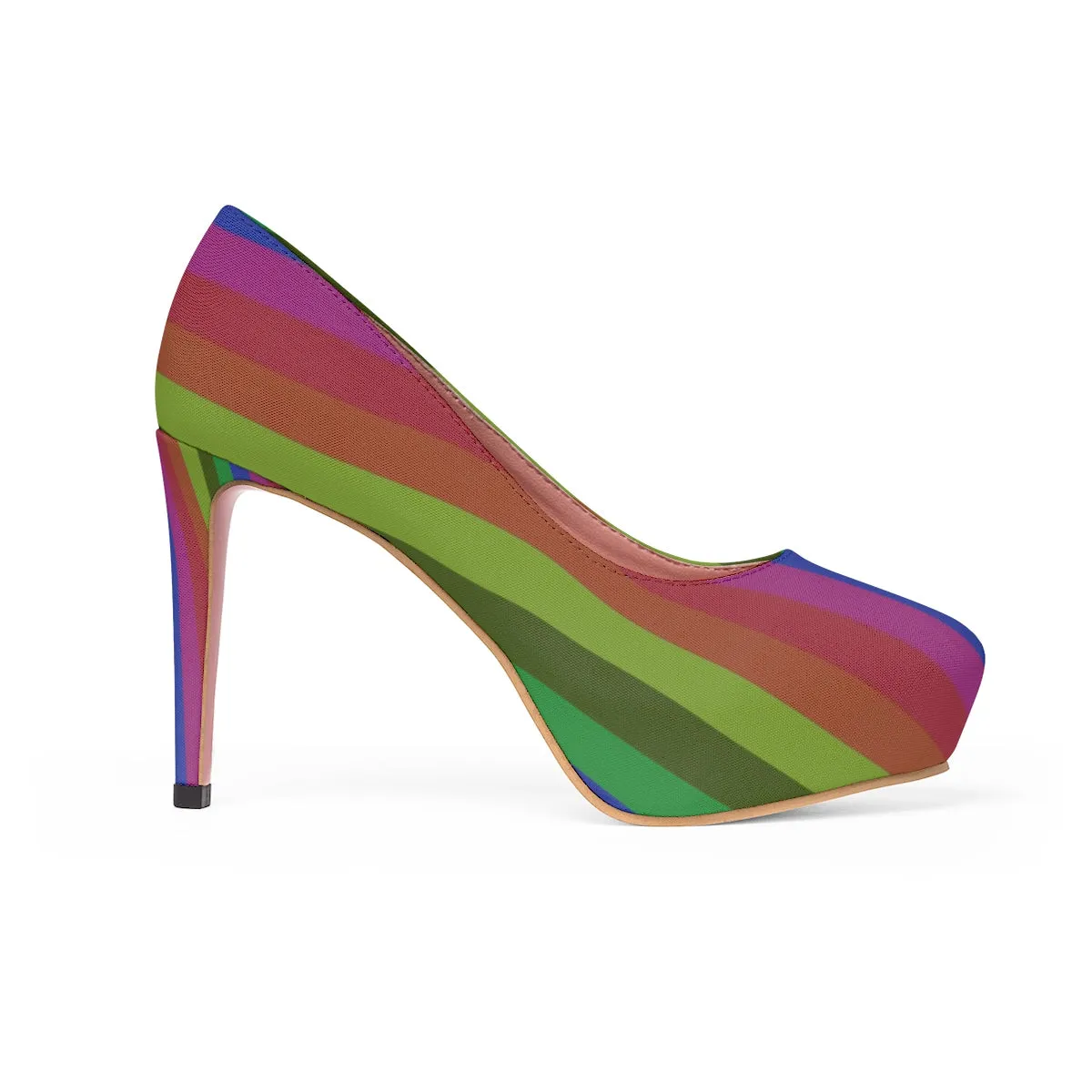 Rainbow Stripe Gay Pride Women's 4 inch High Platform Heels Shoes (US Size: 5-11)