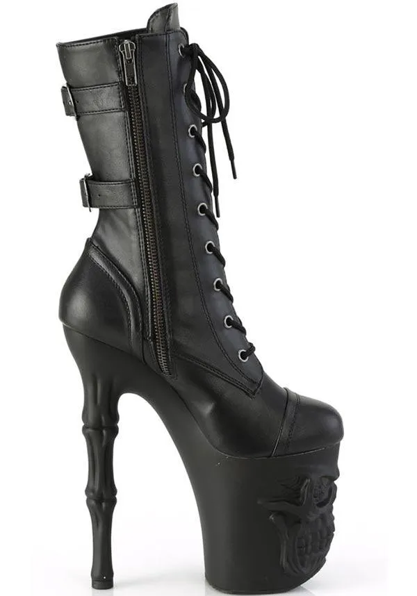 RAPTURE-1047 [Black Faux Leather] | PLATFORM BOOTS [PREORDER]