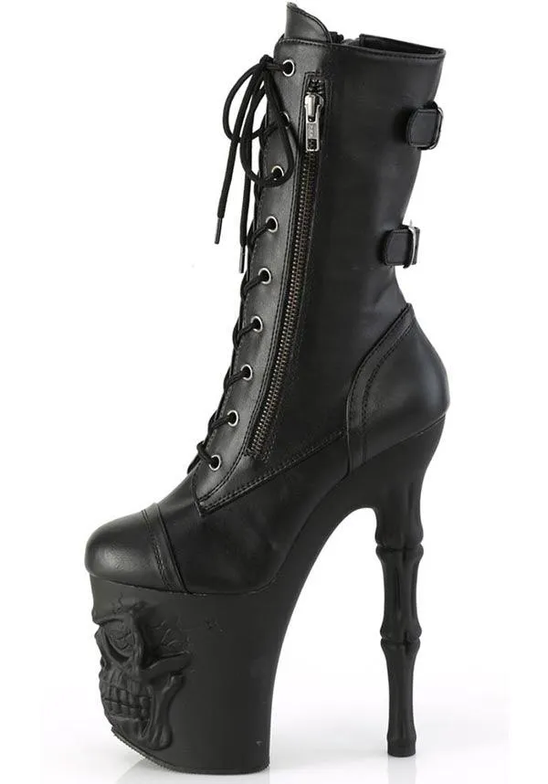 RAPTURE-1047 [Black Faux Leather] | PLATFORM BOOTS [PREORDER]