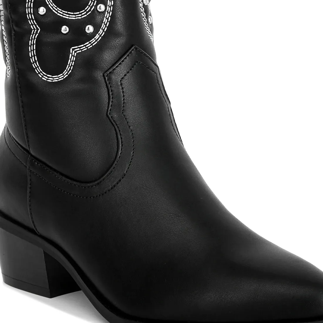 Reyes Patchwork Studded Cowboy Boots