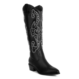 Reyes Patchwork Studded Cowboy Boots