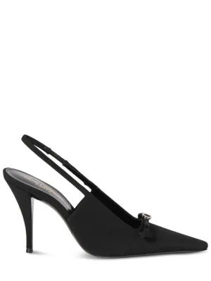 Saint Laurent   95mm New Square Toe silk slingback pumps 