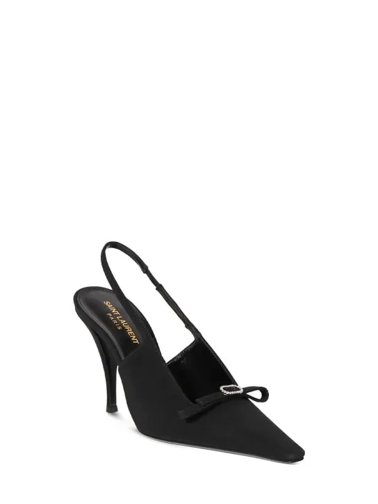 Saint Laurent   95mm New Square Toe silk slingback pumps 