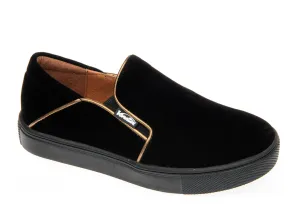 SALE Venettini Reed Black Velvet with Copper Trim Sneaker
