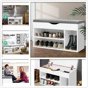 Shoe Cabinet Bench Seat Shoes Organiser Storage Rack Shelf White Cupboard Box
