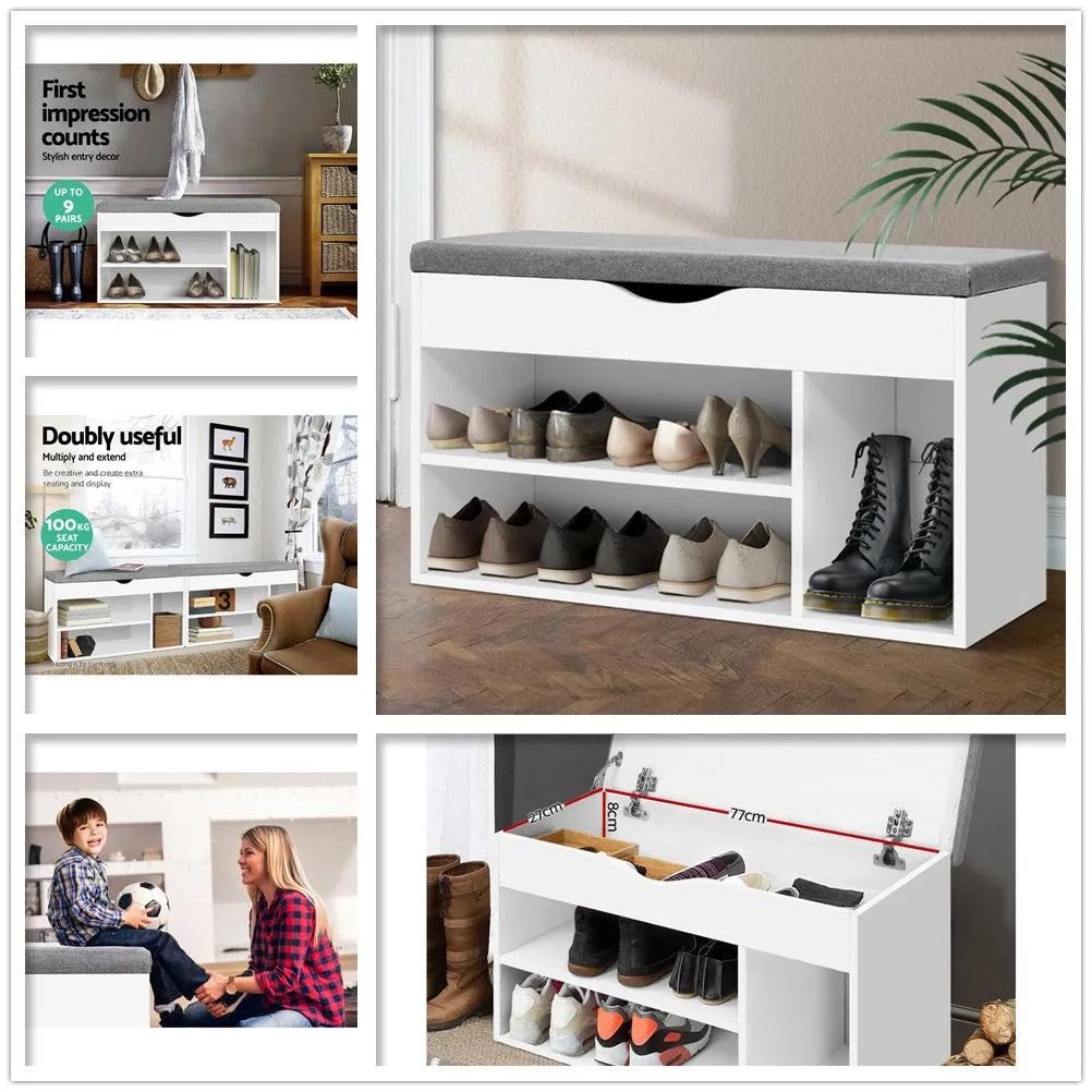 Shoe Cabinet Bench Seat Shoes Organiser Storage Rack Shelf White Cupboard Box