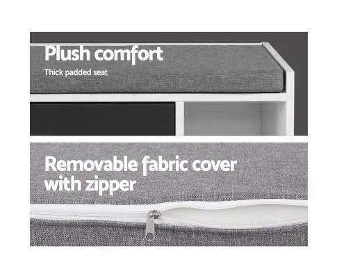 Shoe Cabinet Bench Shoes Storage Organiser Rack Wooden Cupboard Fabric Seat Adjustable Shelf