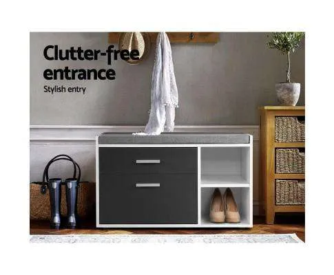 Shoe Cabinet Bench Shoes Storage Organiser Rack Wooden Cupboard Fabric Seat Adjustable Shelf