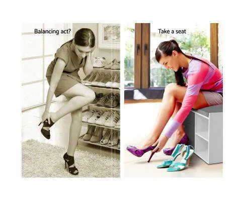 Shoe Cabinet Bench Shoes Storage Organiser Rack Wooden Cupboard Fabric Seat Adjustable Shelf