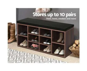 Shoe Cabinet Bench Shoes Storage Rack Organiser Shelf Cupboard Box Walnut