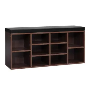 Shoe Cabinet Bench Shoes Storage Rack Organiser Shelf Cupboard Box - Walnut
