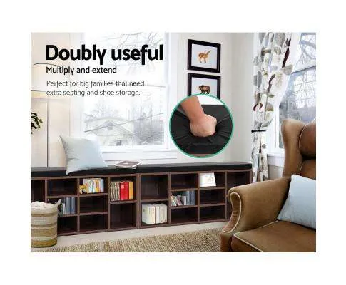 Shoe Cabinet Bench Shoes Storage Rack Organiser Shelf Cupboard Box Walnut