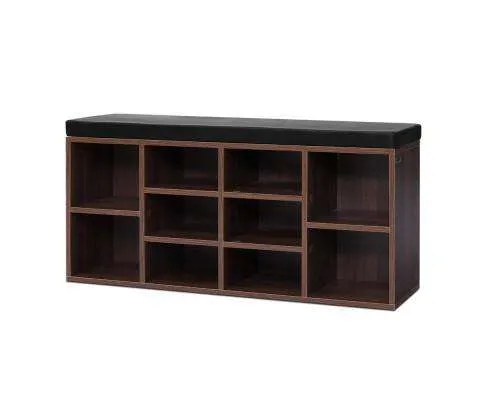 Shoe Cabinet Bench Shoes Storage Rack Organiser Shelf Cupboard Box Walnut