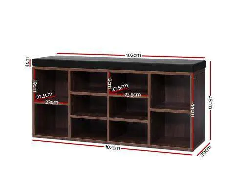 Shoe Cabinet Bench Shoes Storage Rack Organiser Shelf Cupboard Box Walnut