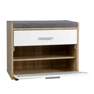 Shoe Cabinet Bench Storage Organiser Rack Fabric Seat Wooden Cupboard - Up to 8 Pairs