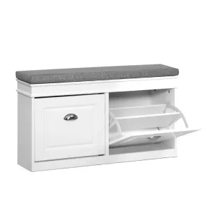 Shoe Cabinet Bench Storage Rack Organiser White Shelf Drawer 12 Pairs Box