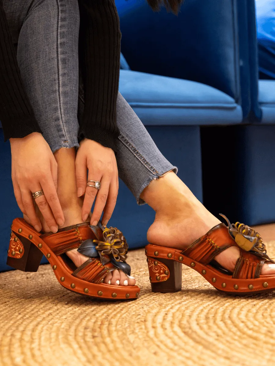 SOFFIA | WISH UPON A DREAM STUDDED FLORAL LEATHER MULE